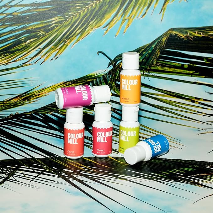 Colour Mill Oil-Based Food Coloring, Tropical Pack: 20 Milliliters Each of 6 Colors - Cobalt, Coral, Fuchsia, Kiwi, Mango and Melon