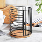 MosJos Coffee Pod Storage Holder, Metal Wire Basket with Wood Base, Countertop Coffee Capsule Organizer (89357)