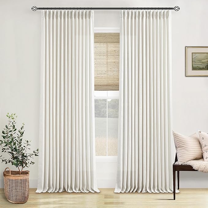 Pinch Pleated Linen Curtains 105 Inches Long by Twodrapes