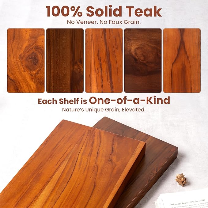 32 Inch Teak Floating Shelves Set of 2 - Image 5