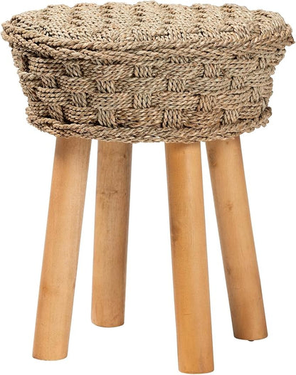 bali & pari Denver Modern Bohemian Natural Seagrass and Acacia Wood 5-Piece - Image 5