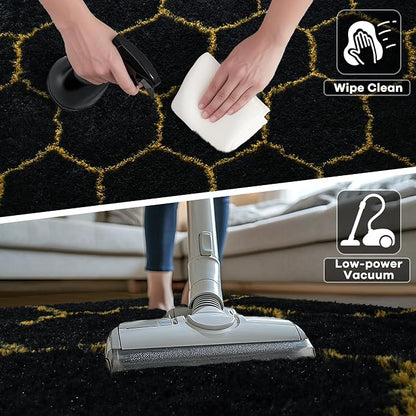 Noahas 5x7 Black Gold Fluffy Soft Area Rug Non-Slip - Image 6