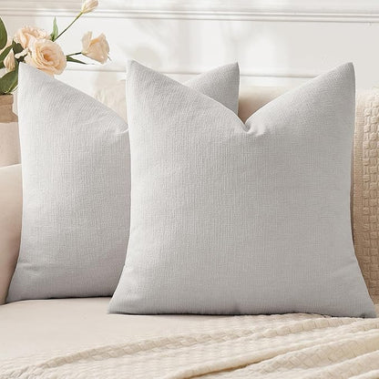 MIULEE Light Grey Chenille Couch Throw Pillow Covers, 20x20 | Set of 2 by MIULEE