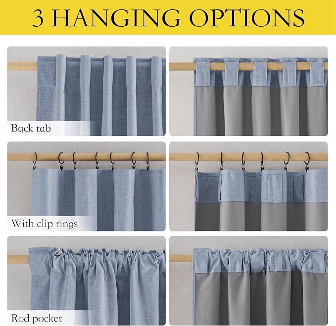 NICETOWN 100% Blackout Linen Curtains - Image 2