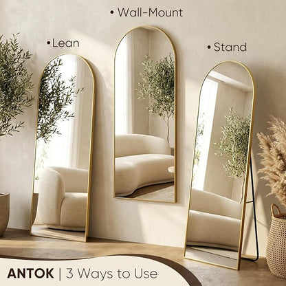 Antok 58" x19” Arched Full Length Floor Mirror, Free Standing/Wall Mount/Leaning - Image 4