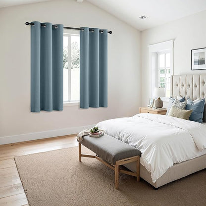 MIULEE Blackout Curtains for Bedroom 2 Panel 40 x 45 Inch Long Greyish Blue | - Image 6
