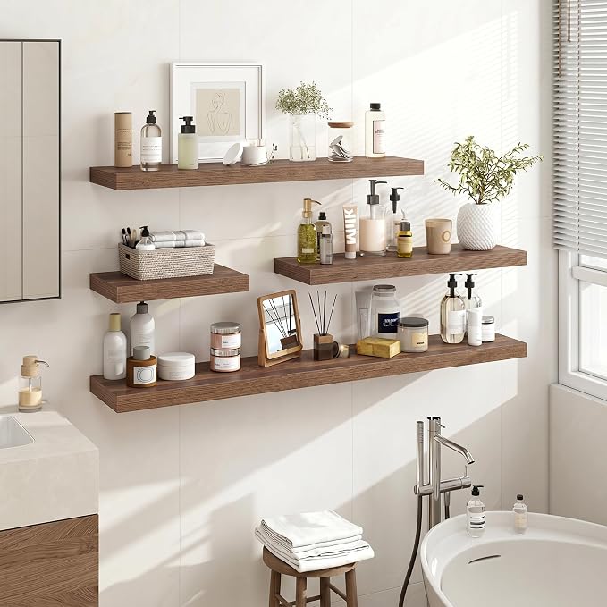 Acovy 48 Inch Floating Shelves, Wooden Shelves - Image 2