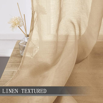Tollpiz Sheer Curtain Linen Textured Living Room Curtains Sheer Light Filtering - Image 2