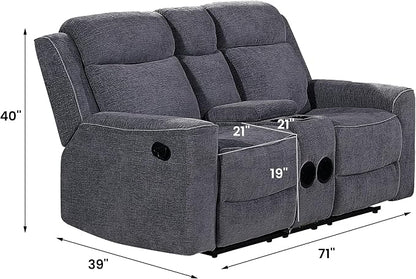 Betsy Furniture Soft Microfiber Manual Reclining Loveseat - Image 2