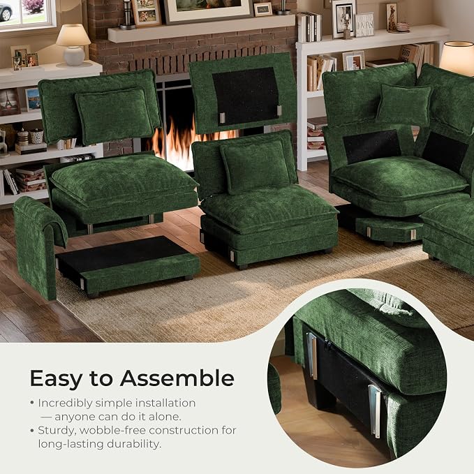 ELUCHANG 114" Oversized V-Shaped Cloud Couch Modular Sectional Sofa - Image 8