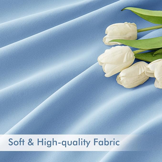 MIULEE Sky Blue Back Tab Blackout Curtains 52x84 Inch Length 2 Panels Set | Rod - Image 6