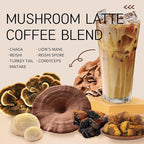 GANOHERB 7 in 1 Mushroom Coffee Mix, Instant Latte Coffee Blend Nootropic Cafe Complex with Reishi, Lion’s Mane, Chaga, Turkey Tail, Maitake, Cordyceps for Energy Focus Immune Boost (10 Servings)
