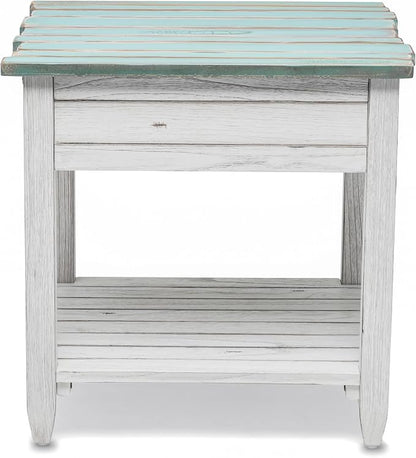Sea Winds Trading Picket Fence End Table Distressed Bleu White Finish - Image 4