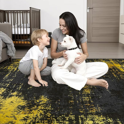 Round Area Rug Living Room: 4 ft Modern Washable Indoor Carpet | - Image 2