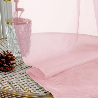 Blush Pink Sheer Curtains 63 Inches Long 2 Panels Set, Light Filtering Sheer - Image 2