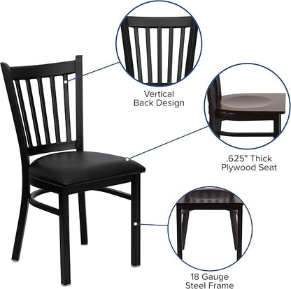 Flash Furniture HERCULES Series Black Vertical Back Metal Restaurant Chair - Image 4