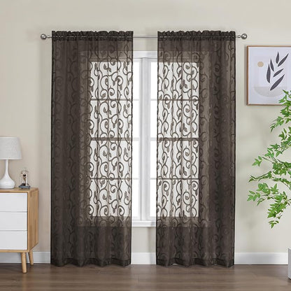 Furman Chocolate Sheer Curtains 72 inches Long - Image 2