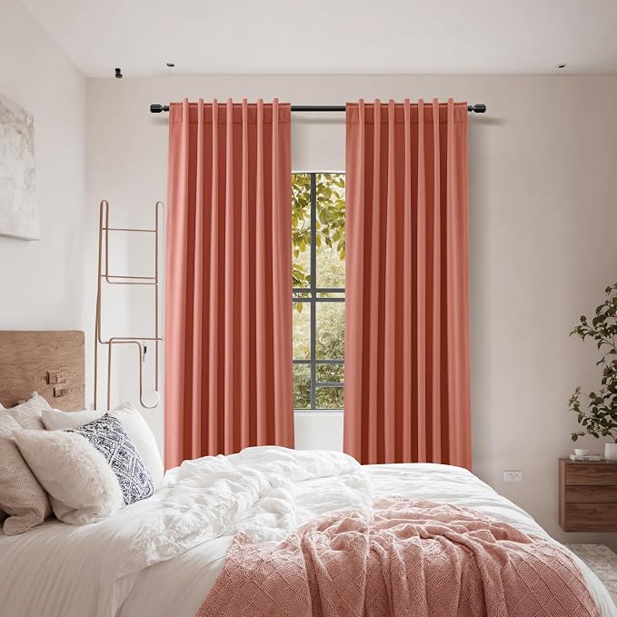Coral 100% Blackout Linen Curtains 102 Inch Length 2 Panels Set - Image 6