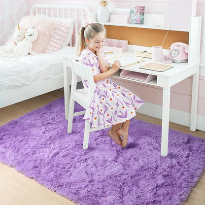 Amdrebio Purple Fluffy Kids Area Rug 4x6 - Image 3
