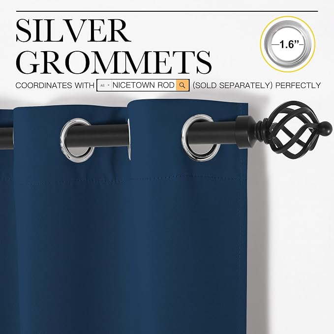 NICETOWN Bedroom Curtain Panels Blackout Draperies, Thermal Insulated Solid - Image 3
