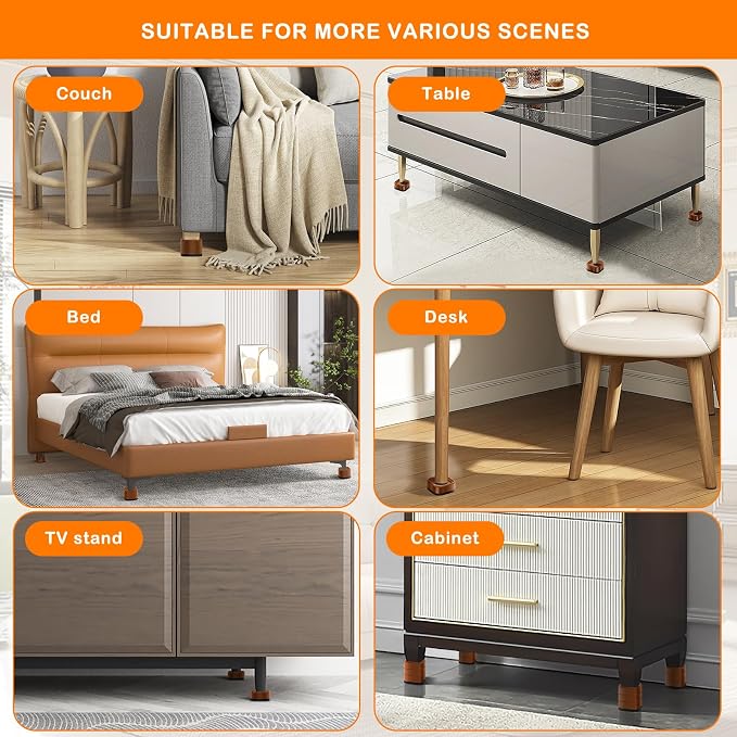 shouwuhho 4 Pack Furniture Risers Adjustable Bed Risers Heavy Duty Lifts Height - Image 6