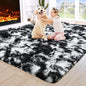 3x5 Tie-Dyed Black and White Fluffy Area Rug Non-Slip by ModernHomeDecor
