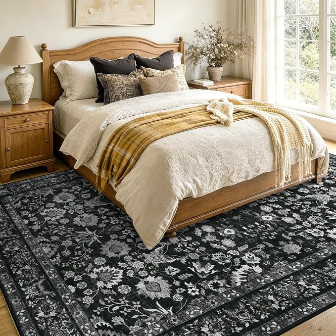 4x6 Ft Area Rugs for Living Room, Soft Non-Slip Machine Washable Rug, Vintage - Image 4