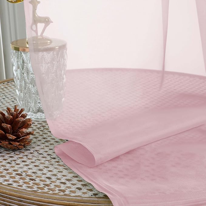 Blush Sheer Curtains 90 Inches Long 2 Panels Set - Image 5