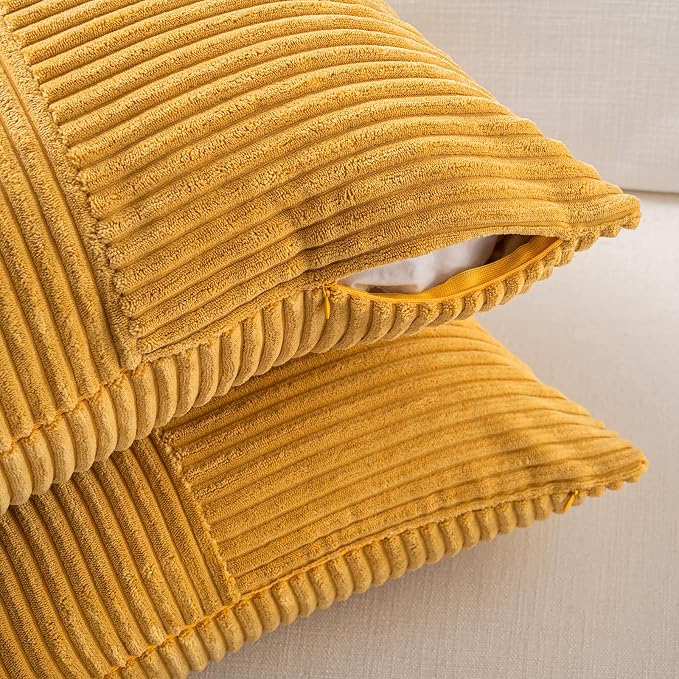 Fancy Homi 2 Packs Gold Yellow Lumbar Decorative Throw Pillow Covers 16x32 Inch - Image 4