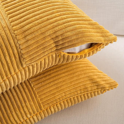 Fancy Homi 2 Packs Gold Yellow Samll Decorative Throw Pillow Covers 12x12 Inch - Image 4