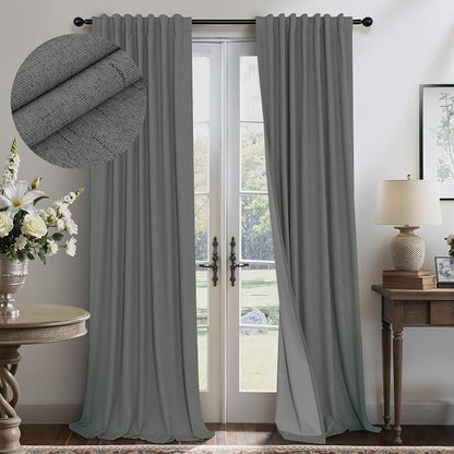 Office Curtains for Windows 102 Inches Long 2 Panel Set Blackout Back Tab by Pitalk