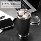 MEWAY 20oz Tumbler Cup Double Wall Vacuum Insulated Travel Mug Bulk, Stainless Steel Tumblers with Lid and Straw, Durable Powder Coated Coffee Cups for Cold & Hot Drinks (Black, 1)
