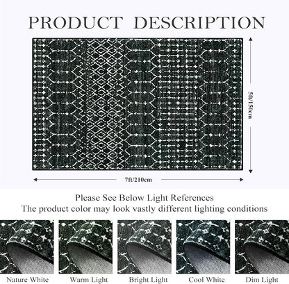 Lahome Moroccan Black Rug for Bedroom Washable Area Rugs 4x6 Non-Slip - Image 2