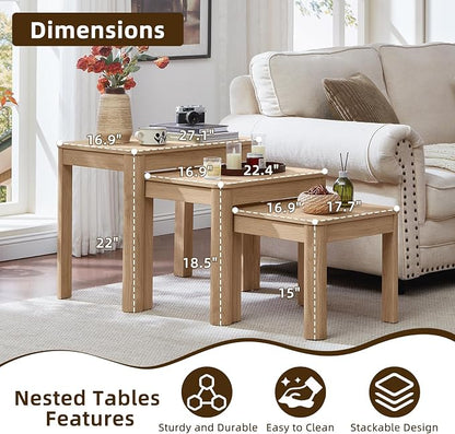 Joaxswe Farmhouse Nesting Tables Set of 3, Nesting Side Tables - Image 2