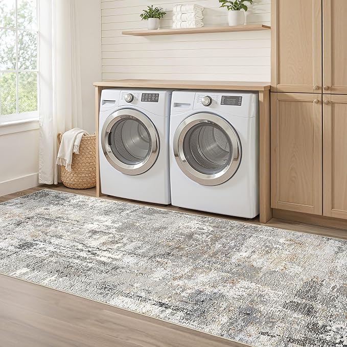 LOONGRUG Runner Rug 3x8 Washable Non-Slip Kitchen Neutral Modern Rug | Abstract - Image 7