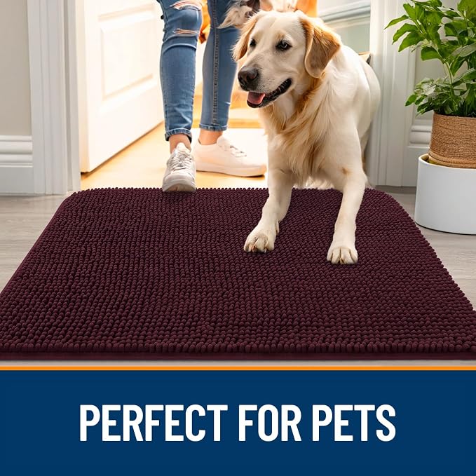 OLANLY Dog Door Mat for Muddy Paws 70x32, Super Absorbent Chenille Mud Mat | - Image 6