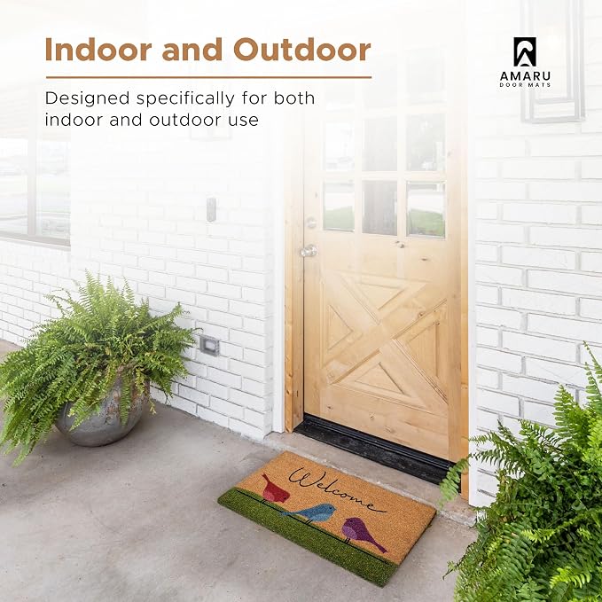 Coir Welcome Mat, Colorful Birds, 17 x 29 in | 100% Natural Coir, Anti-Shedding - Image 4