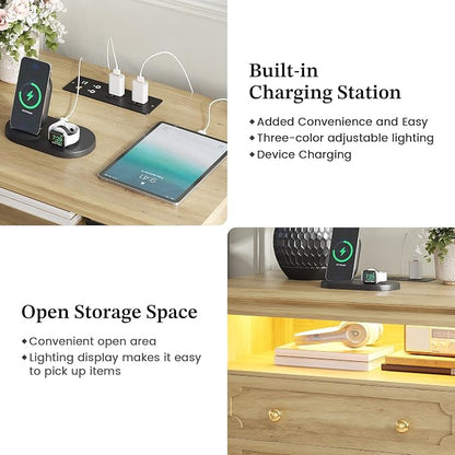 FREDEES 28'' Large Nightstands Set of 2, Smart Bedside Tables - Image 8