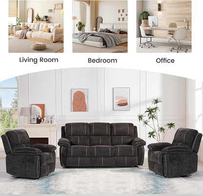 Betsy Furniture Modern Fabric Recliner Sofa Set, Loveseat w/Console, Recliner - Image 7