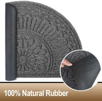 Mibao Door Mat Outdoor Indoor, 23.5" x 35.5", Half Round Door Mats, Non-Slip Front Door Mats Outdoor, Dirt Trapper Welcome Mats for Front Door, Back Door, Shoe Scraper, Grey
