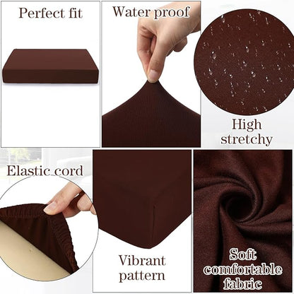 Newwiee 8 Pcs Stretch Patio Outdoor Cushion Covers Replacement, Dark Coffee | 4 - Image 5