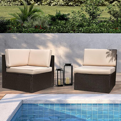 Devoko Patio Furniture Sofa Sets Outdoor All-Weather Sectional Corner Sofa and - Image 4