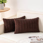 Pack of 2 Corduroy Decorative Throw Pillow Covers 12x24 Inch, Dark Brown | Fall by Unknown