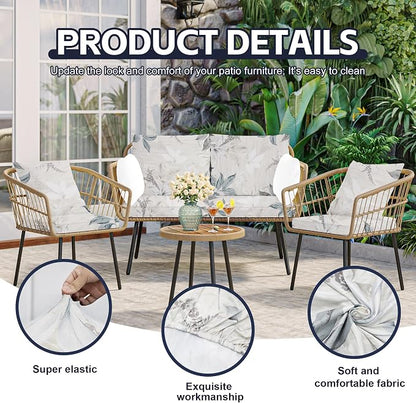8Pcs Patio Cushion Covers, Outdoor Stretch Cushion Covers, Washable | Stretch - Image 3