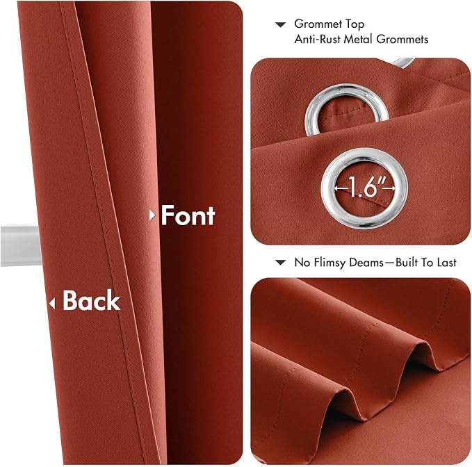 MIULEE Fall Blackout Curtains for Bedroom 2 Panel 40"x63" Long Burnt Orange | - Image 4