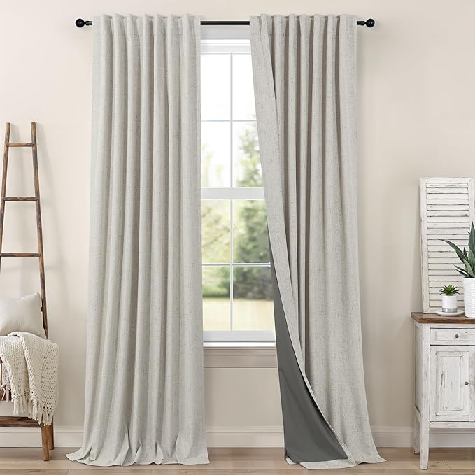 Blackout Linen Curtains 96 Inches Long by Pitalk
