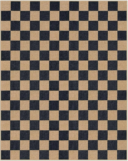 Lahome Checkered Easy Jute Living Room Rug, 8x10 Outdoor Rugs Washable | - Image 8