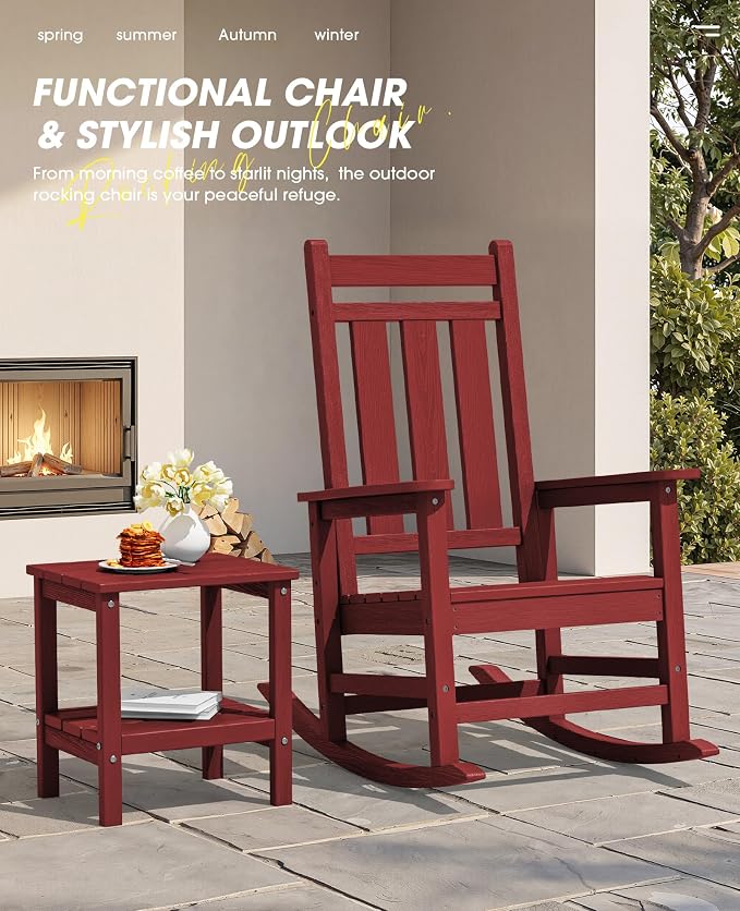 KINGYES Oversized Outdoor Rocking Chair, All-Weather Patio Rocking Chairs - Image 9