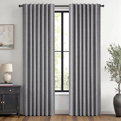 MIULEE 100% Blackout Linen Curtains 42 x 72 Inch Glacier Gray 2 Panels | by MIULEE