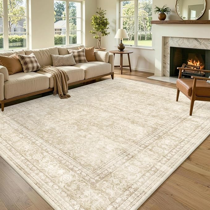 5x7 Ft Area Rugs for Living Room, Soft Non-Slip Machine Washable Rug, Vintage - Image 3